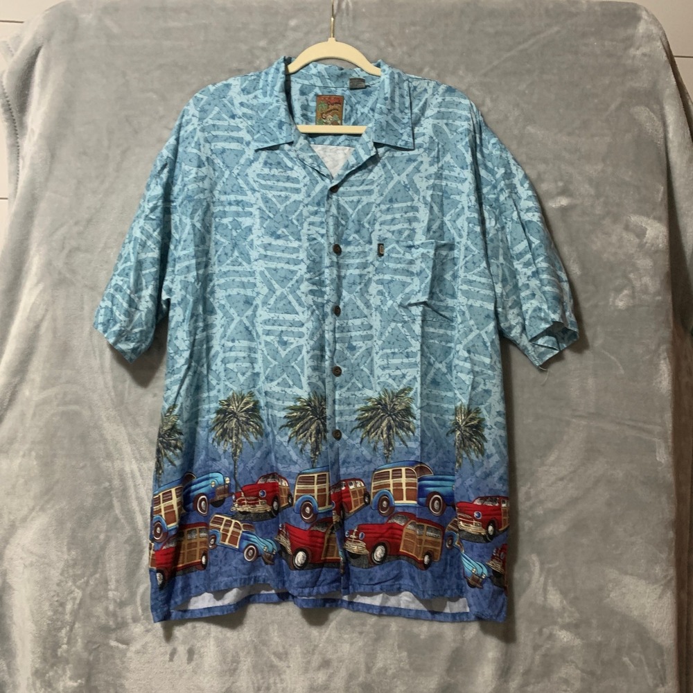 Pineapple Connection Best Brand XL Hawaiian Shirt Woodies‎ Cars Palm Trees